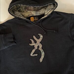 Browning Buckmark Hoodie Black Camo Hunting Hoodie Sweatshirt Heavy Mens XL